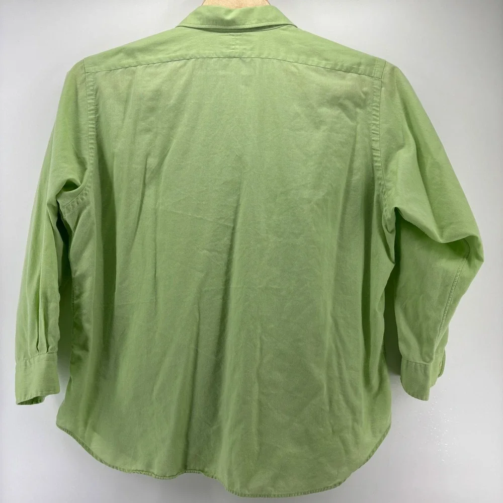 Polo Ralph Lauren Andrew Shirt Mens 18 34/35 Lime Green Cotton Button Down Logo